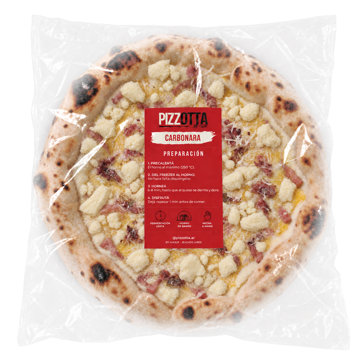 Carbonara congelada en packaging Pizzotta
