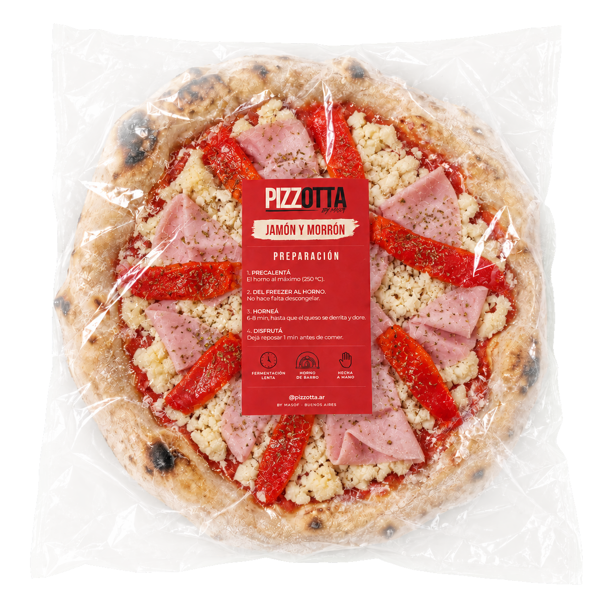 Jamón y Morrón congelada en packaging Pizzotta