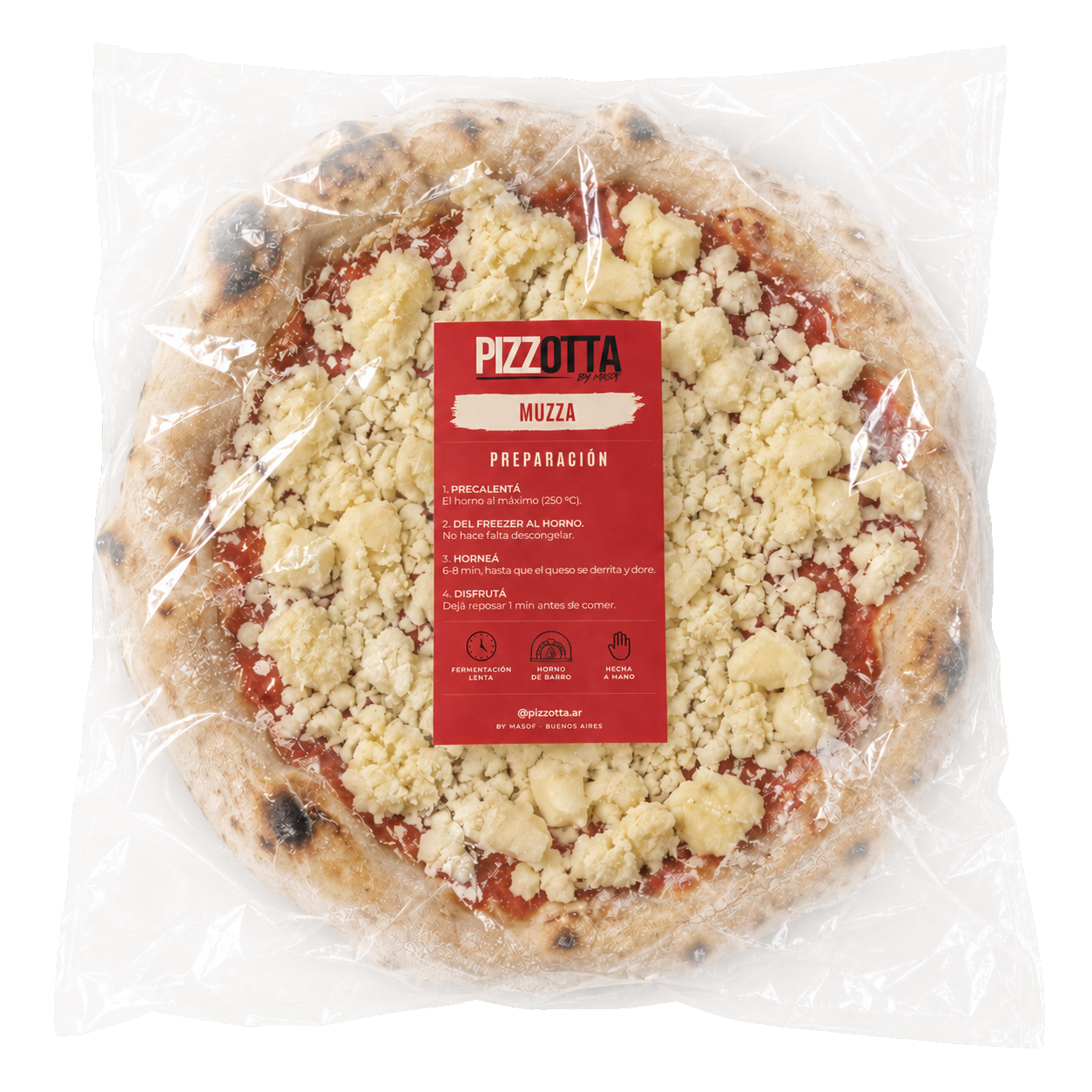 Muzza congelada en packaging Pizzotta
