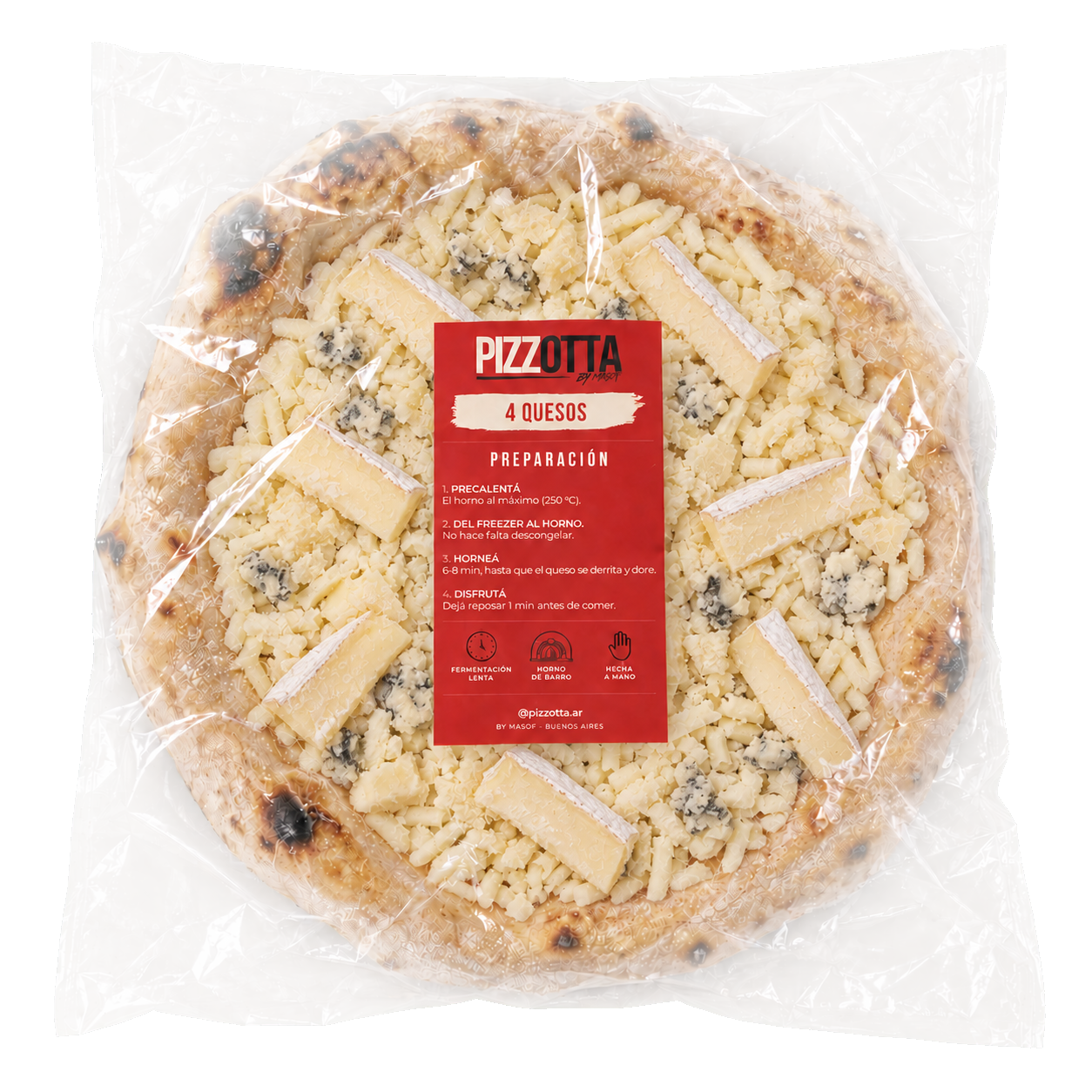 Quattro Masof congelada en packaging Pizzotta